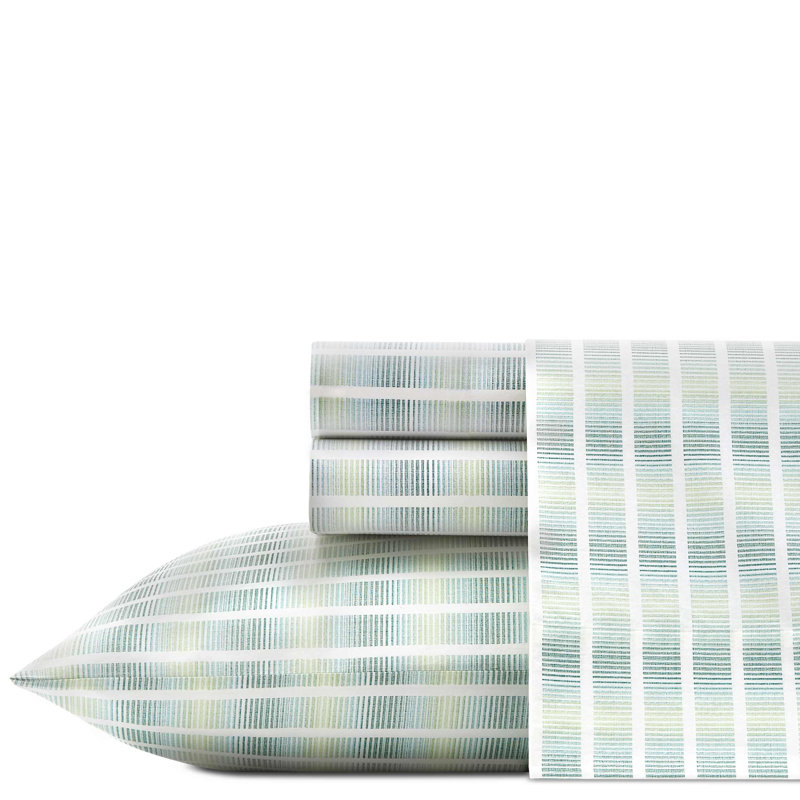 Tommy Bahama Printed Percale Cotton Sheet Set, King Sheet Set with 2 Pillowcases, Blue Off The Grid