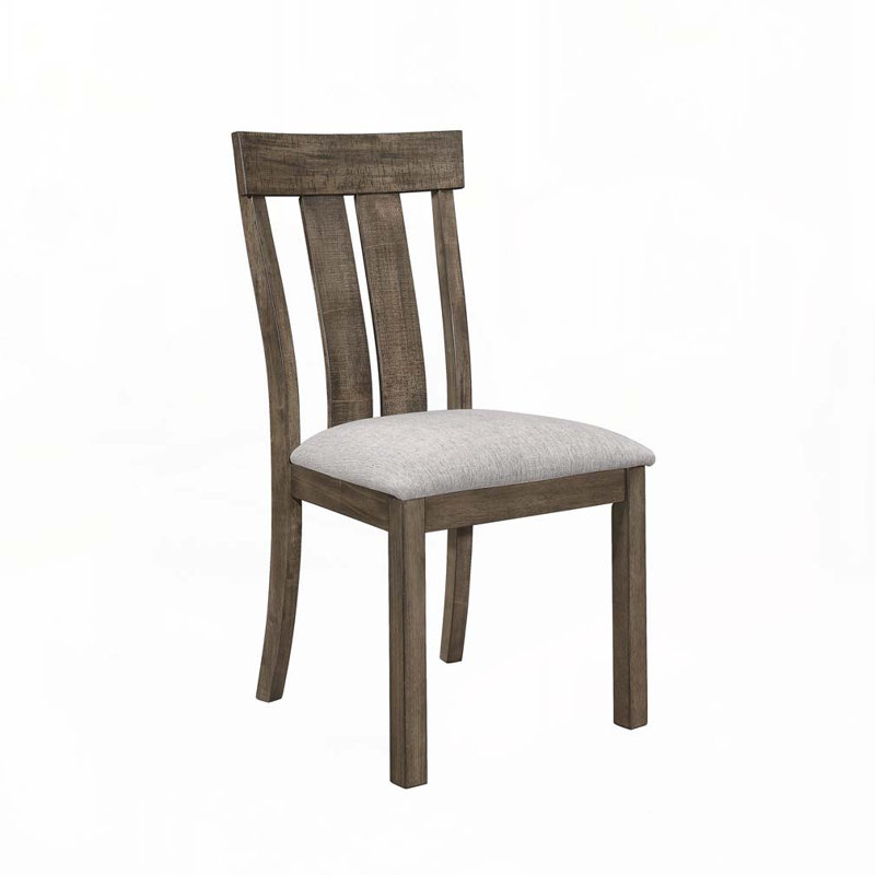 2Pc Fabric Dining Chair Rustic Farmhouse Style Standard Dining Height Upholstered Seat Wooden Furniture