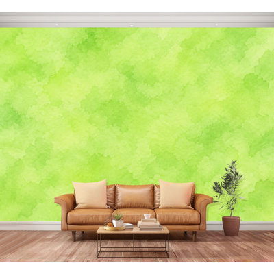 Papier peint mural autocollant, motif aquarelle abstrait vert, grand format, amovible, pour salon, chambre d'enfant, 254 cm (H) x 366 cm (L).
