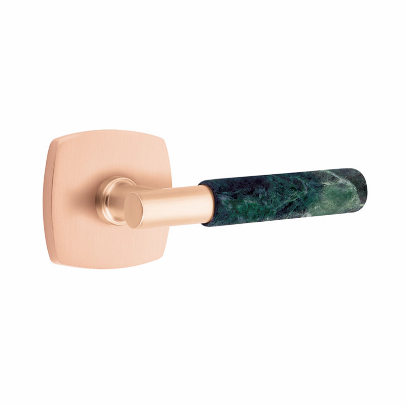 Select Round Passage (Hall & Closet) Door Lever with Square Rosette, Satin Rose Gold
