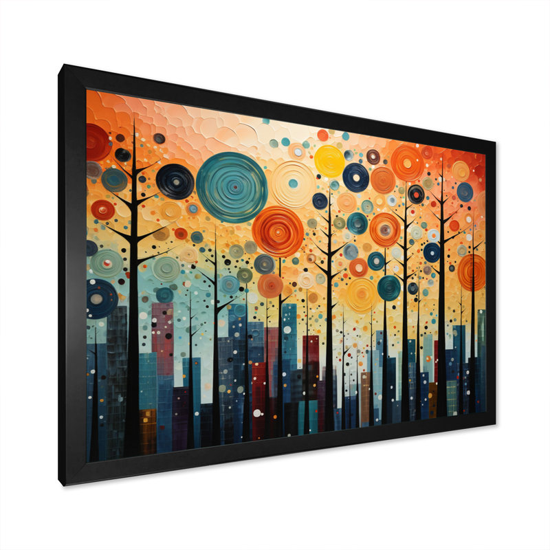 Mid-Century coloré audacieux «Breeziness III» - impressions abstraites sur toile de style Mid-Century, Cadre simple noir