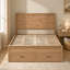 Structure de lit avec rangement moderne en bois avec 6 tiroirs, lit plateforme avec support en lattes de bois-1826926437