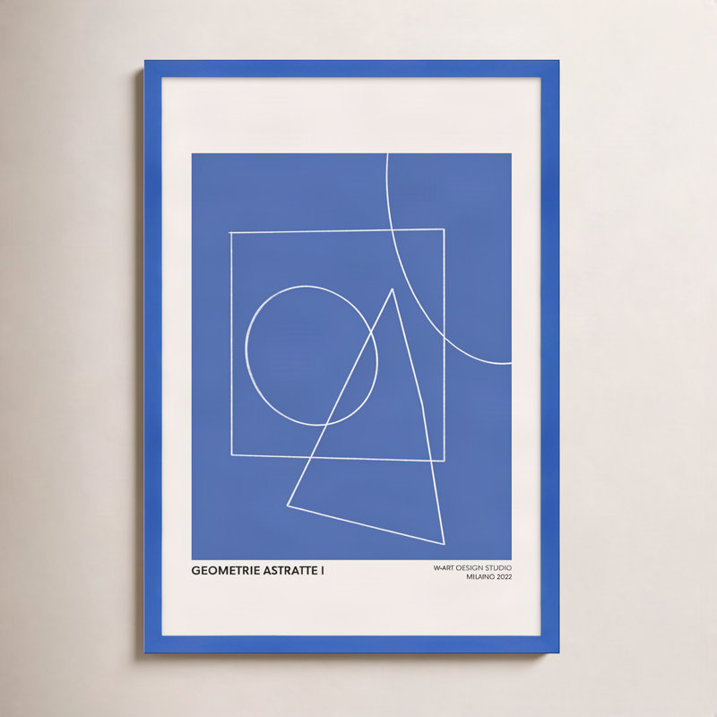 Geometric Abstraction in Blue by Romina Gadler - Framed Wall Art, 25" H x 17.5" W x 1.25"D, Blue