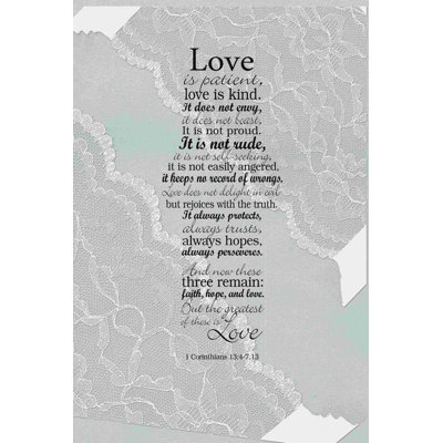 «Lacy Love Is patient», art textuel sur toile tendue