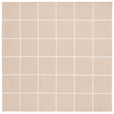Martha Stewart 300 Hand Tufted Wool/Cotton with Latex Geometric Rug in Beige/Ivory