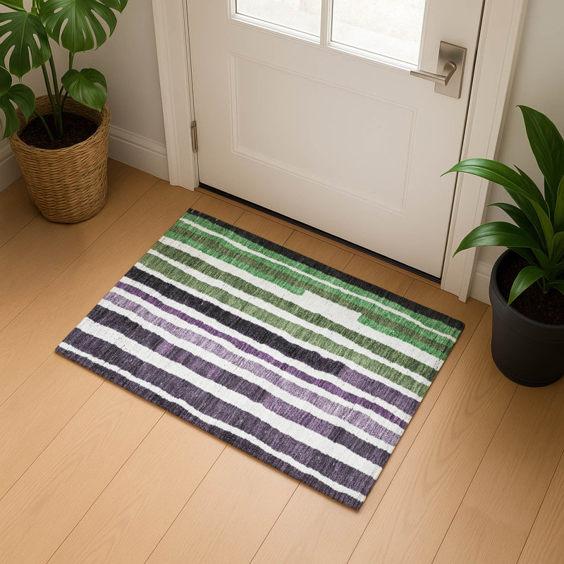 Premium Machine Washable Kemmer AMF1961 Stripes Rug, Rectangle 1'8" x 2'6"