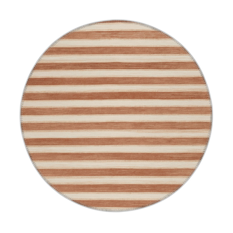 Tapis intérieur / extérieur beige HorizontalStripes, Rond 5 pi