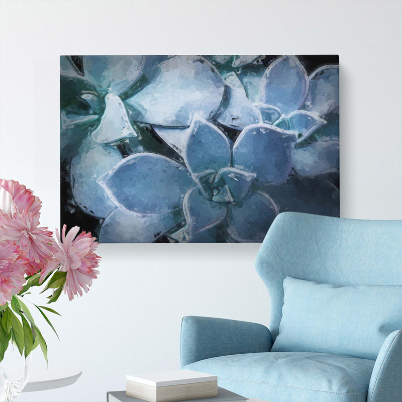 Pale Purple Succulent Plant In Abstract - Wrapped Canvas Print, 50cm H x 76cm W x 3cm D