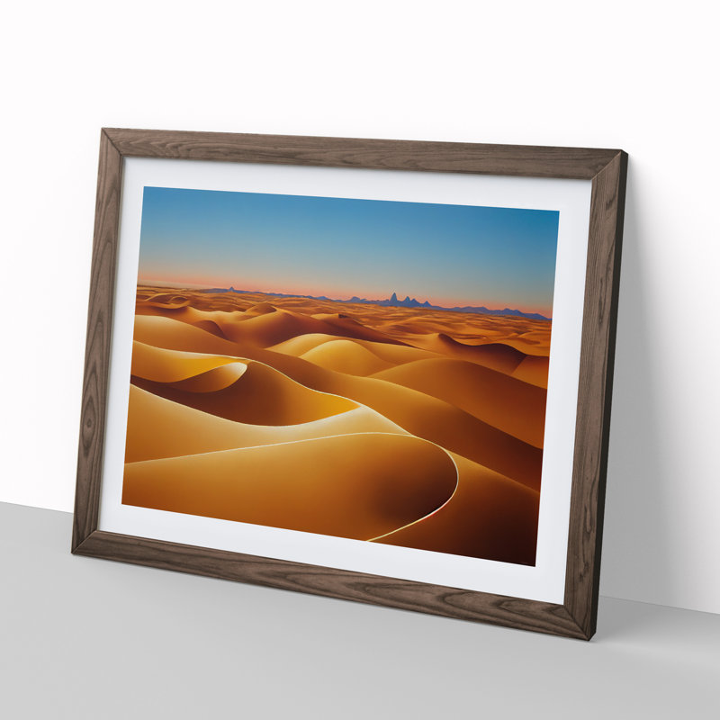 Golden Sand Desert Vol.3 1 Piece Single Picture Frame Wall Art, 34cm H x 46cm W x 2cm D, Walnut Framed