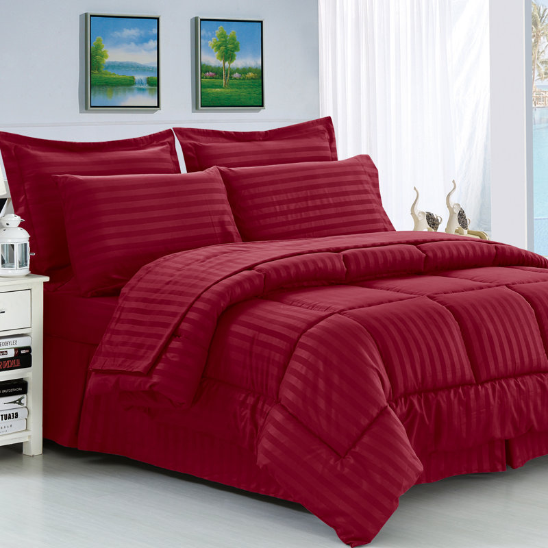 Ensemble d'édredon réversible en microfibre 8 pièces , Bourgogne, Édredon double / grand + 7 pièces supplémentair