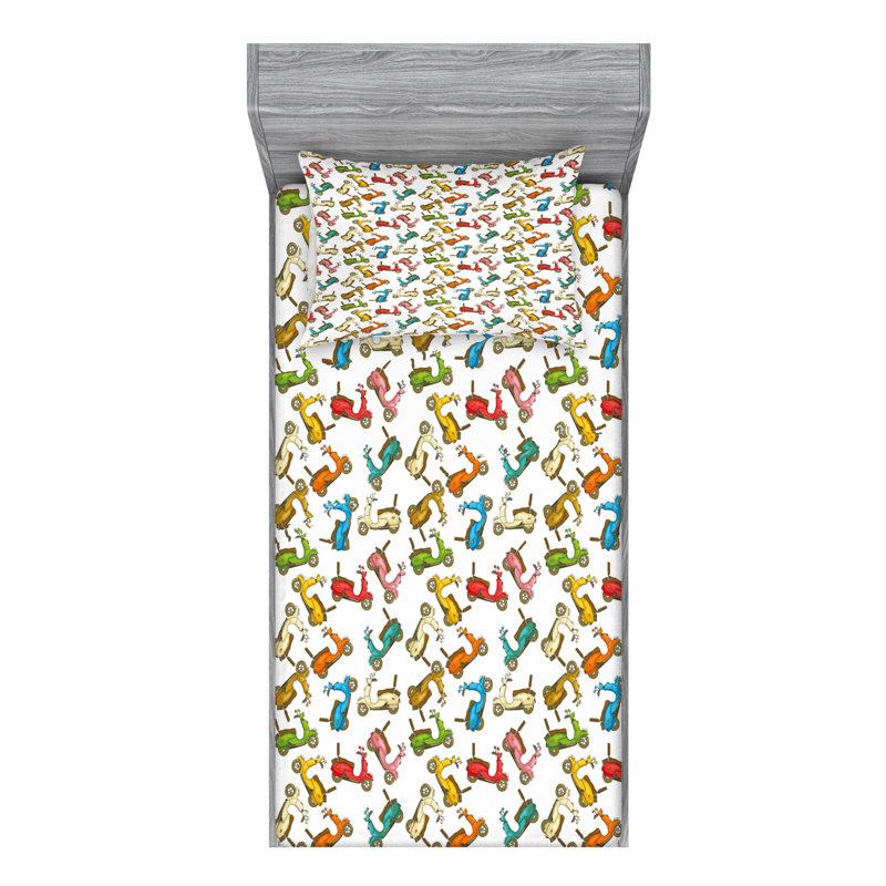 Microfiber Patterned Sheet Set, Twin Sheet Set + Fitted Sheet + 1 Pillowcase