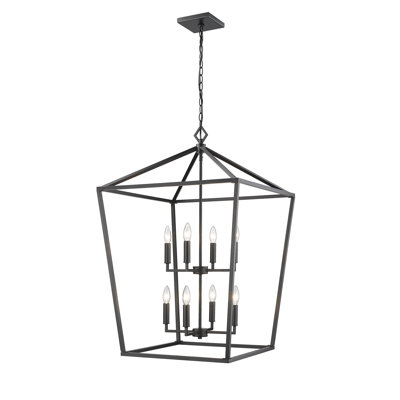 Lustre géométrique noir mat 8 lumières