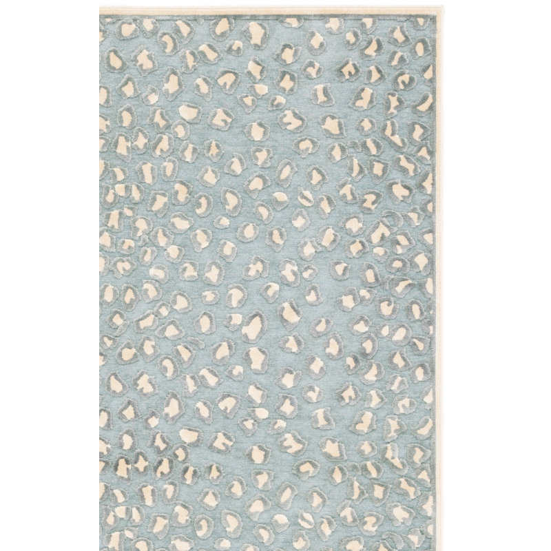 Banerjee Animal Print Cream/Spruce Area Rug, Rectangle 8' x 10'