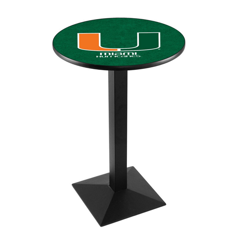 Round Metal Base Dining Table, University of Miami Florida, Black Wrinkle