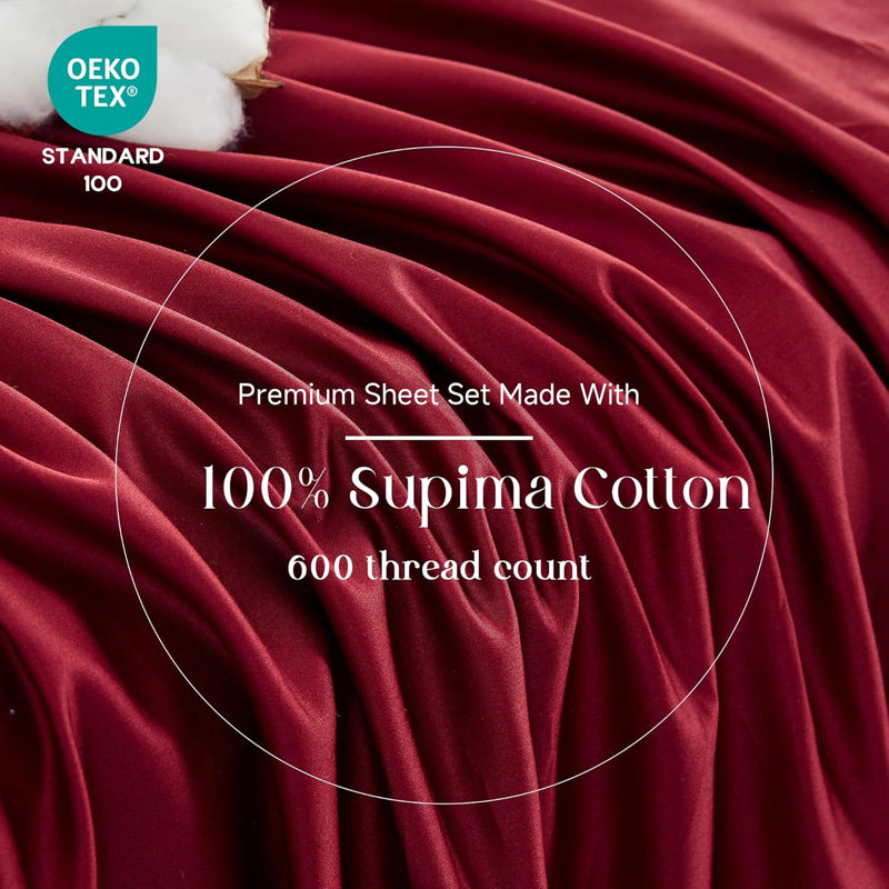 Ensemble de tissage 100% coton à densité de tissage 600 fils Supima, Ensemble de draps pour lit simple très long avec