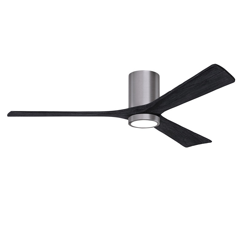 Olivier à 3 pales DEL standard avec ventilateur de plafond et ensemble d'éclairage inclus, Noir mat, Étain brossé, 60"