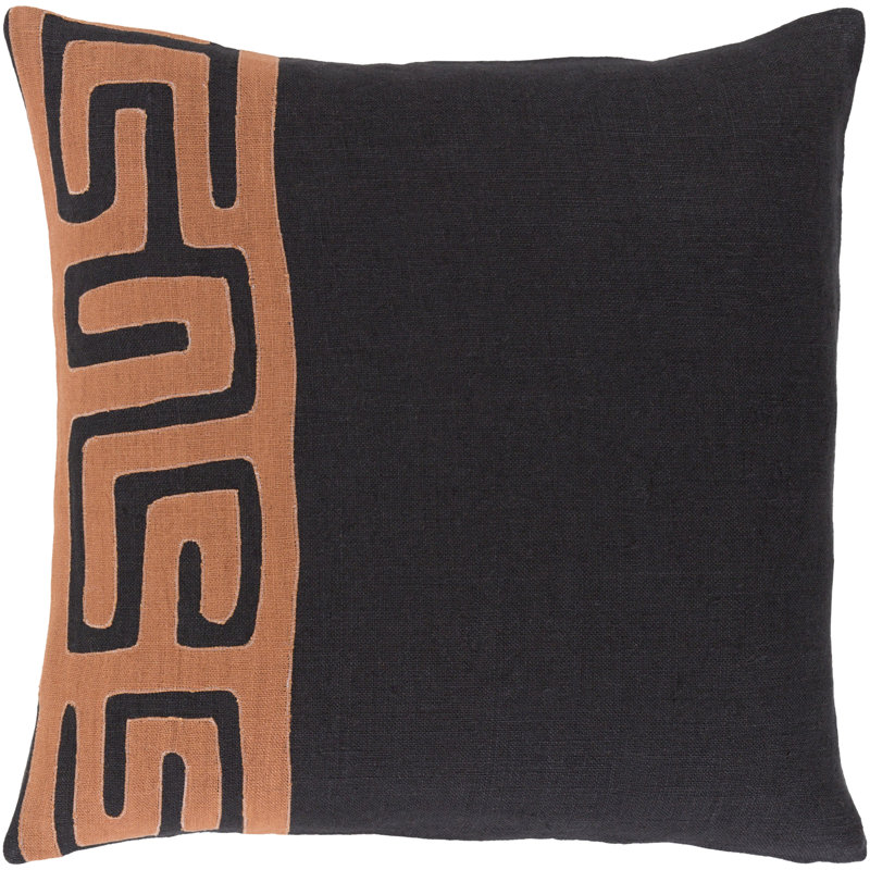Alona Geometric Throw Pillow, Burnt Orange\Black, 18" H x 18" W x 0.25" D, Pillow Cover Only - No Insert