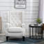 Fauteuil d'appoint à dossier haut capitonné crème blanc avec pieds en bois d'eucalyptus-1816359369