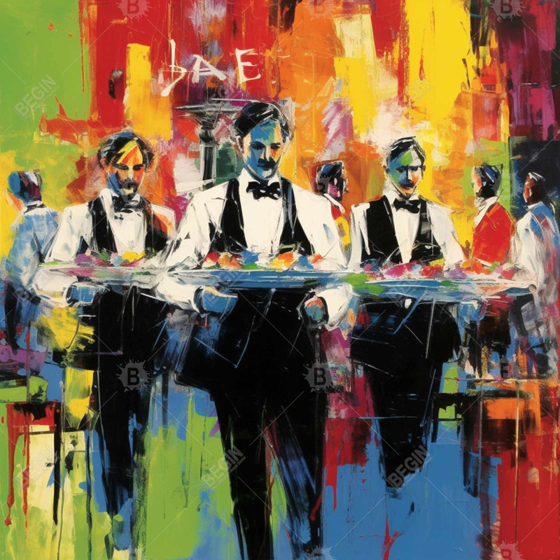 Classic Waiters - Blue Abstract Canvas for Home Decor