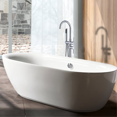 Freestanding Bathtub Faucet With Hand Shower - Robust Metal, Coating, 6.37 In. Width, Height, 45.99 Depth, Bathroom Accessory Finish, Metal Construction, 3.9 Gpm Max Water Flow Rate, Full Body Spray