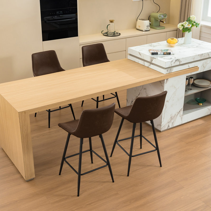 Tabouret de comptoir moderne en similicuir, Tabouret de comptoir (siège d'une hauteur de 24 p, 4, Tanné