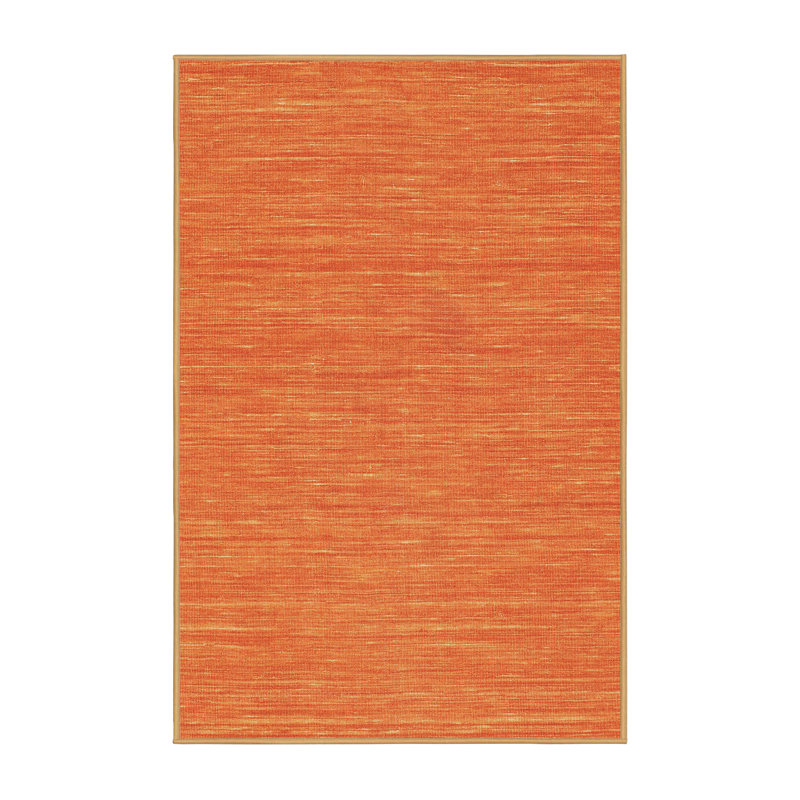 Tapis de zone orange contemporaine, Rectangle 7 pi x 10 pi