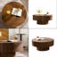 Table basse ronde 30 "Mid Century, texture bois brun pour le salon
