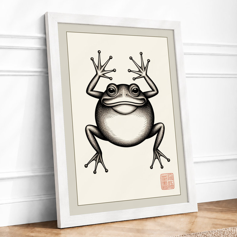 Grinning Frog Japandi - Print, A4 - 29.7 x 21.0 cm, White