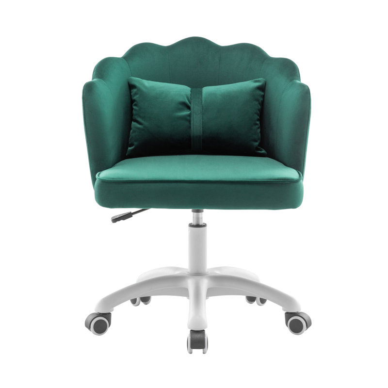 Koret Scalloped Velvet Office Chair, Green