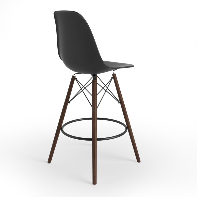 Tabouret de bar et de comptoir Jordan, Noir/noyer, Tabouret de comptoir (assise de 26 po de hauteur)