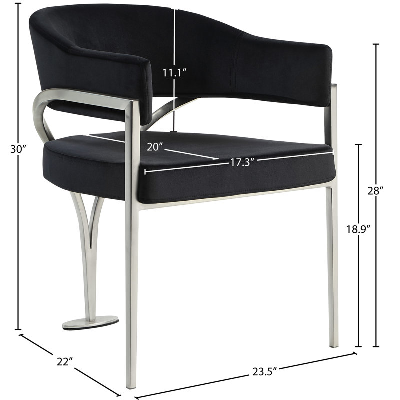 Chaise en velours Kirsi, Velours noir, Argent argent