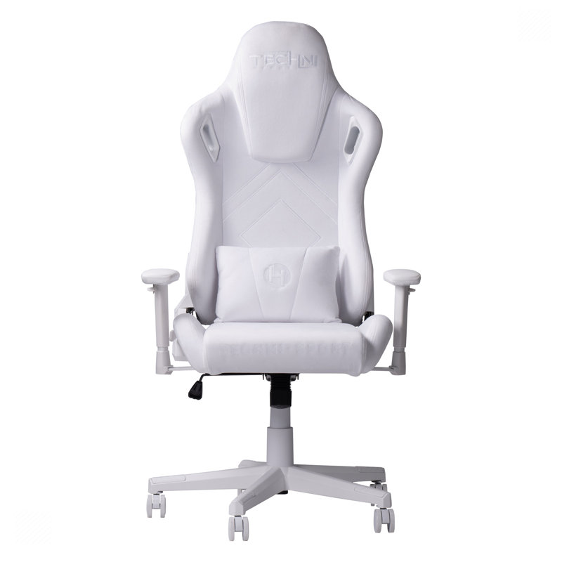 White Velvet Memory Foam Ergonomic Gaming Chair with Adjustable Arms