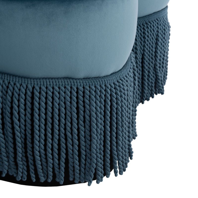 Everly Quinn Khan 40.9" Velvet Flower Ottoman