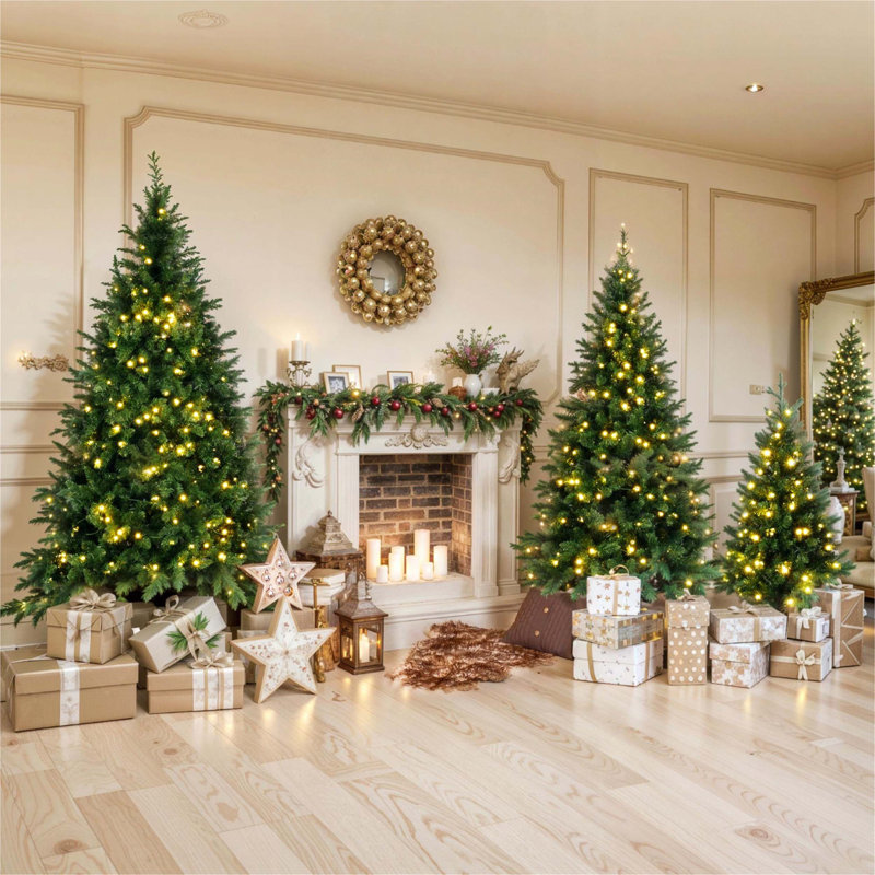 Arbre de Noël artificiel régulier (double) avec aiguilles vertes