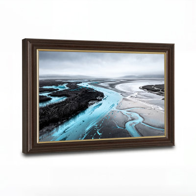 Art mural sur toile gris avec marais avec rivière turquoise