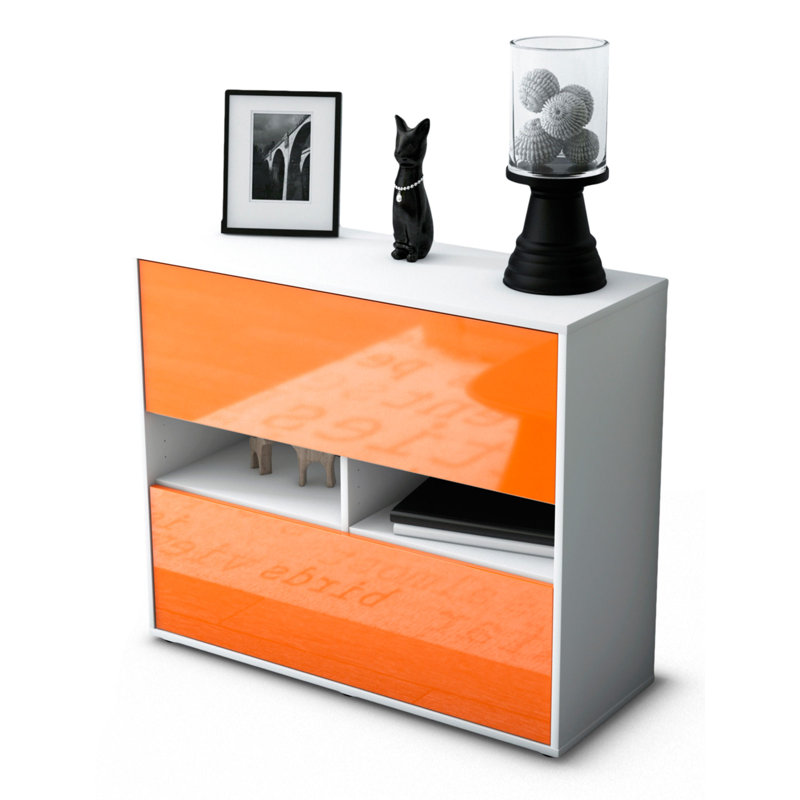 Regent Sideboard, White/High-gloss orange
