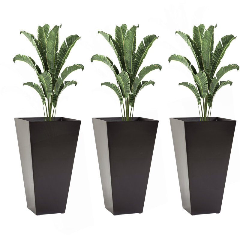 Ensemble de 3 pots à fleurs de 28 po de hauteur avec trou de drainage Outsunny, Black
