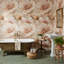 Papier peint floral beige avec décoration murale élégante et amovible