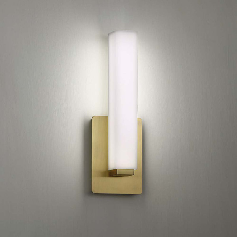 Plafonnier encastré 1 lumière Erby, 2700 K, Laiton brossé, H 11 po x l 5 po x P 3 po