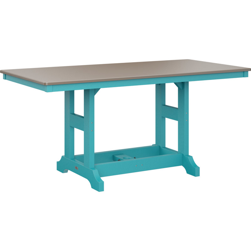 Table de salle à manger rectangulaire Berlin Garden, Bronze martelé, Bleu Aruba, H 30,87 po x l 66 po x P 33 po