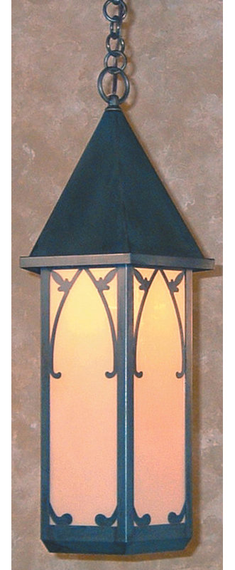 Lanterne suspendue d'extérieur 1 lumière Sebring, H 17 po x l 7 po, Bronze, Brun clair