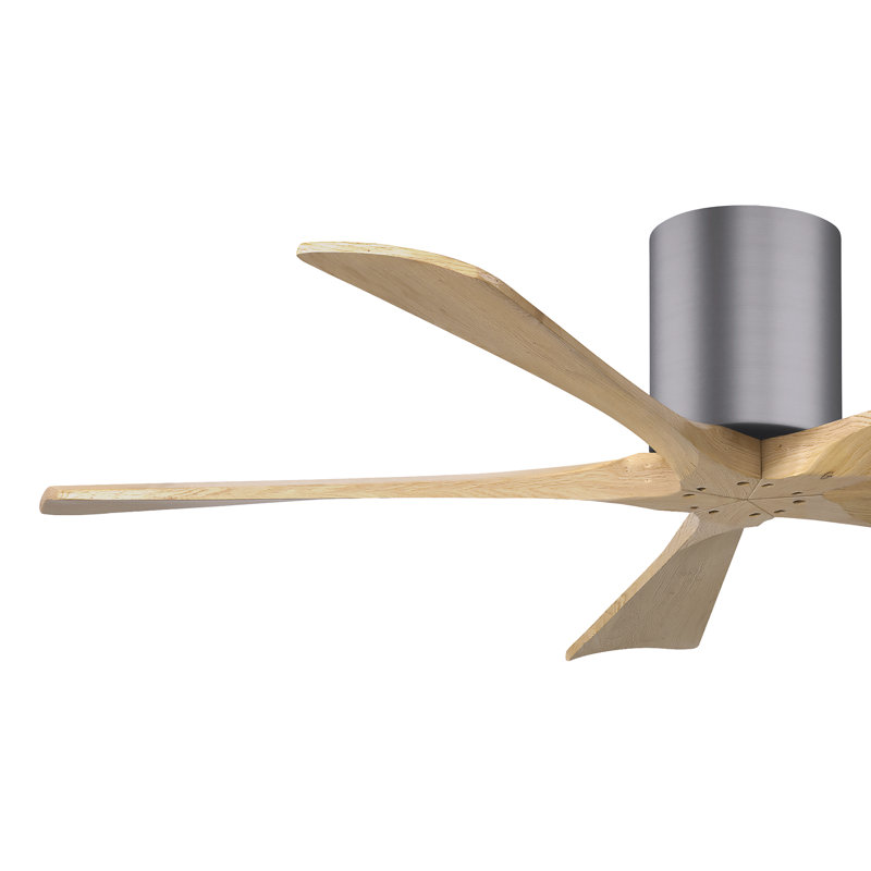 60" Irene 5-Blade Hugger Ceiling Fan with Wall Remote, Textured Bronze, 52", Light Maple Tone