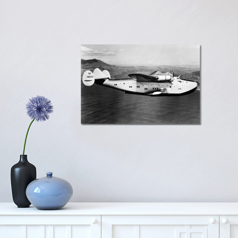 1930s-1940s Pan American Clipper Flying Boat Airplane In Flight - Wrapped Canvas Print, 30.48 cm H x 45.72 cm W