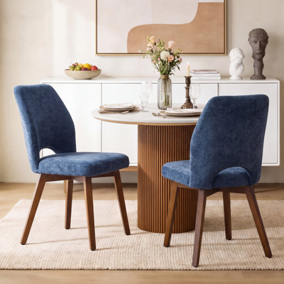 Ensemble de 2 chaises de salle à manger rembourrées modernes (sillas de Comedor) avec découpe unique à haut dossier et pieds en bois, chaise de campagne pour la cuisine, la salle à manger ou le salon, beige