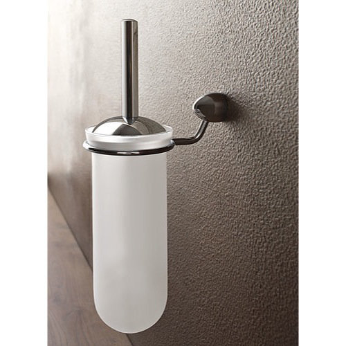 Chrome Wall Mounted Toilet Brush Holder with Frosted Glass