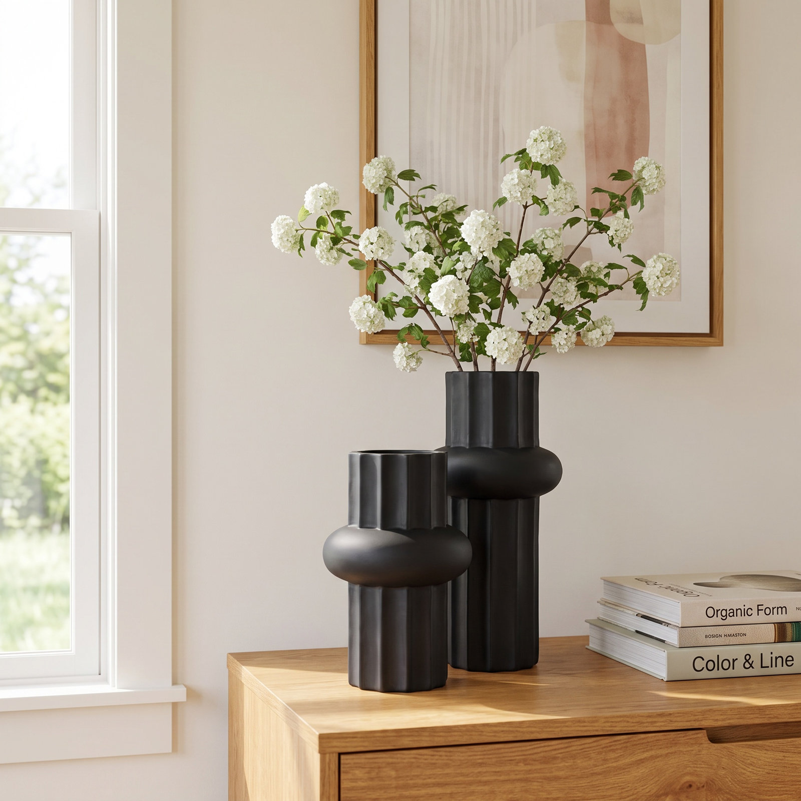Keita Handmade Ceramic Table Vase, Antique Black
