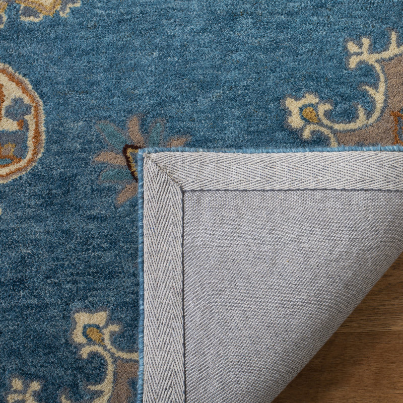 Clavene Hand Tufted Wool/Cotton Oriental Rug in Yellow/Blue, Rectangle 2' x 3'