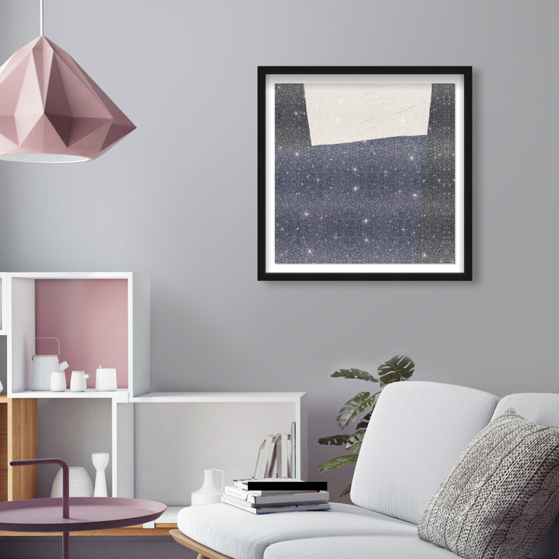 In Blue II Shadowbox Abstract Print by Oliver Gal, Black Frame, 12 x 12, 25.5"H x 25.5"W, Black Shadowbox