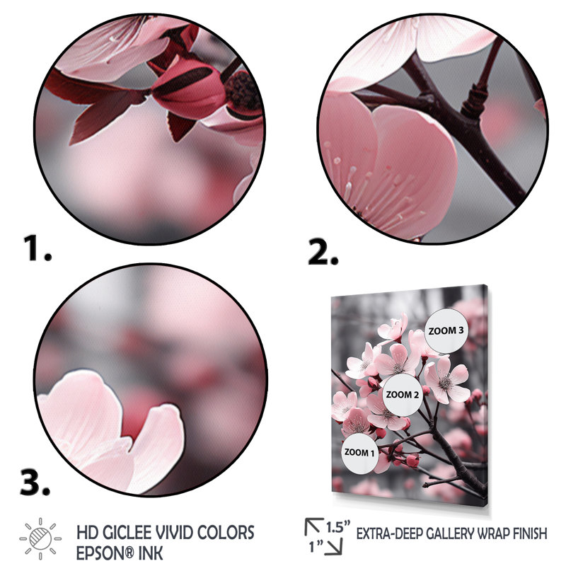 Champ photo rose et gris Dogwood, Encadrement doré, H 32 po x l 16 po x P 1 po