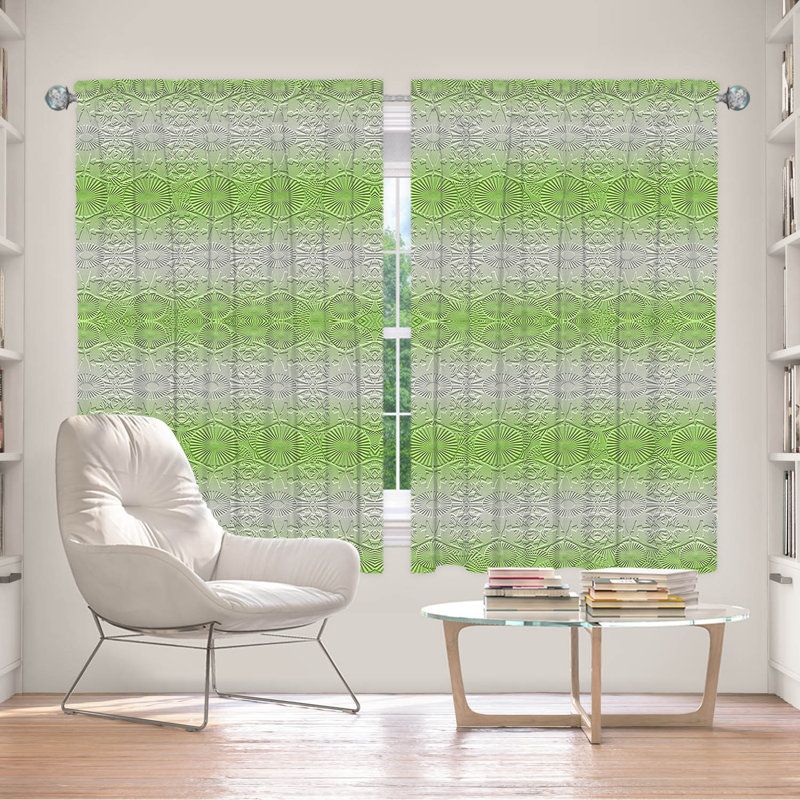 Paire de rideaux obscurcissant en polyester Birty, L 40 po x L 52 po, Gris/vert